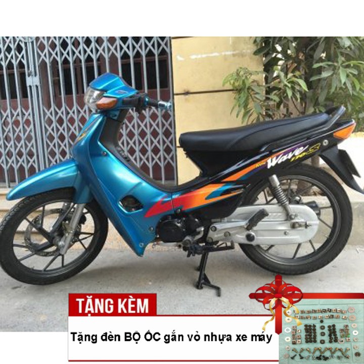 Bộ dàn áo xe WAVE alpha - wave 110 đời 2002-2006, Nhựa nguyên sinh ABS màu Xanh dương đen, tặng kèm bộ ốc theo xe