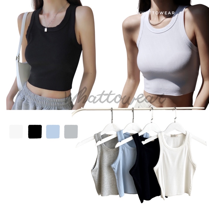 Áo ba lỗ croptop lai cắt thun zip - by whattowear