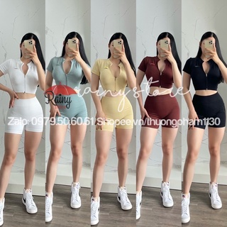 Bộ tập gym bo.tee dệt gân fun crop đùi- đồ tập rainy store