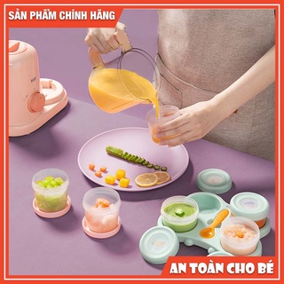 Set 4 hộp trữ đồ ăn dặm cho bé AAG6001 khay trữ đồ ăn dặm trong tủ lạnh và lò vi sóng an toàn tiện lợi