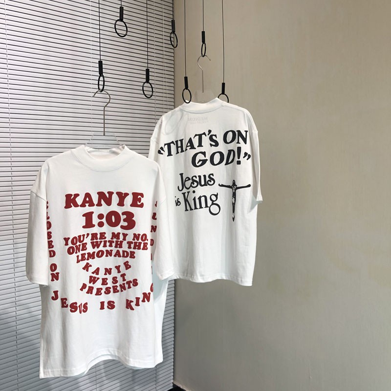 No✚Áo Thun Tay Ngắn In Chữ Jesus is king CPFM Kanye limited foam Phong Cách Đường Phố Cho Cặp Đôi