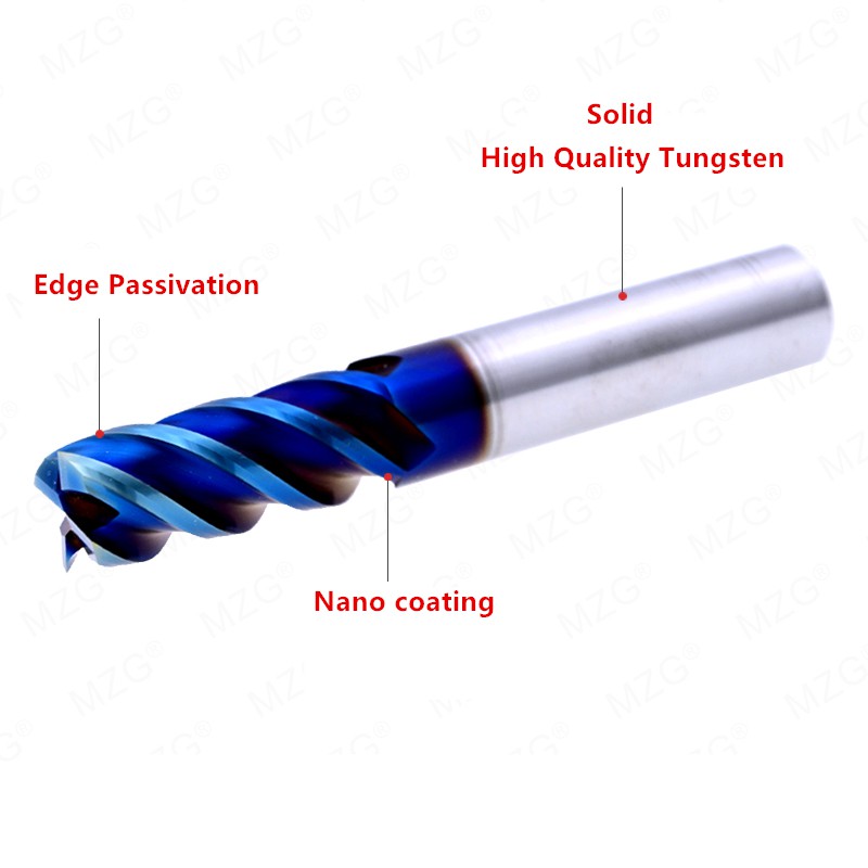 1 cái HRC65 Vonfram cacbua 4 sáo Nano Blue Coating End Mill Shank 4 6 8 10mm Hợp kim nhôm phay