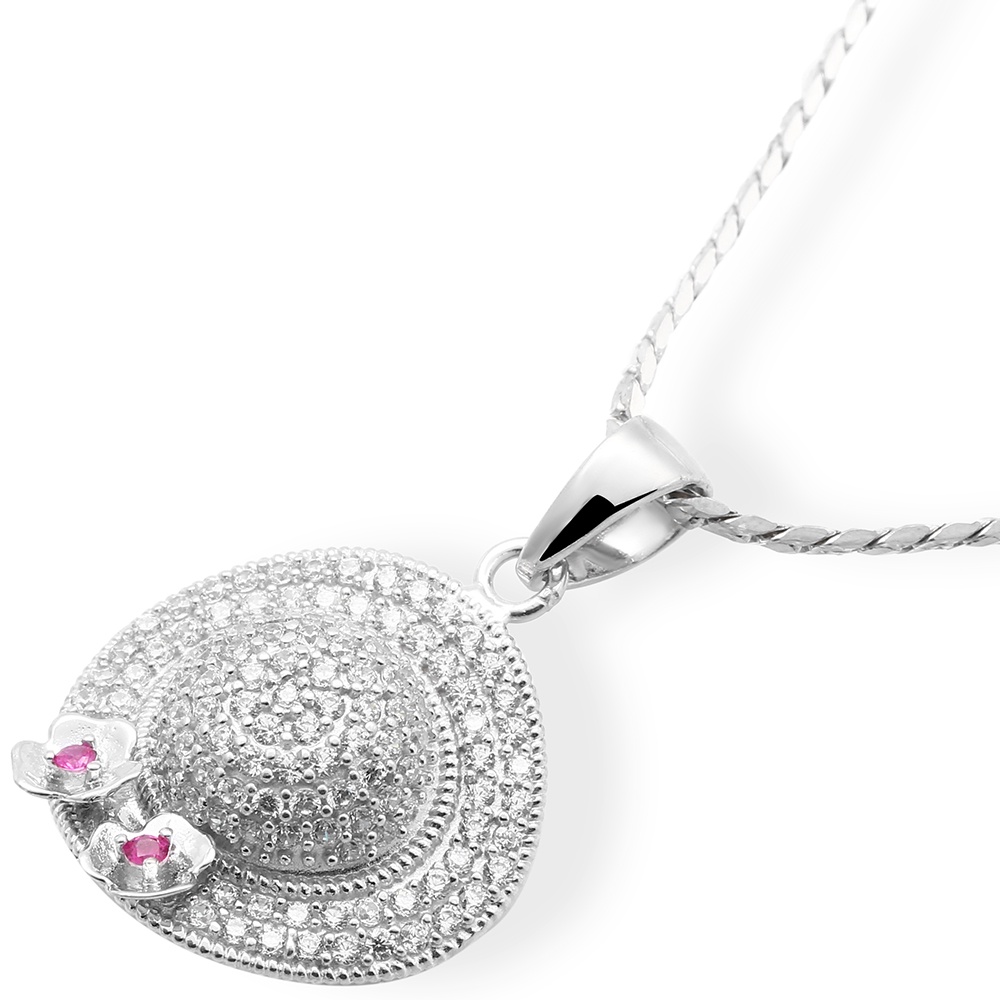 Mặt dây chuyền bạc nữ AVA đính đá mạ vàng trắng AVJ.P000042.00