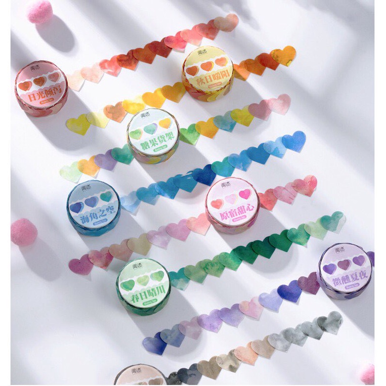 washi chấm dot và washi trái tim