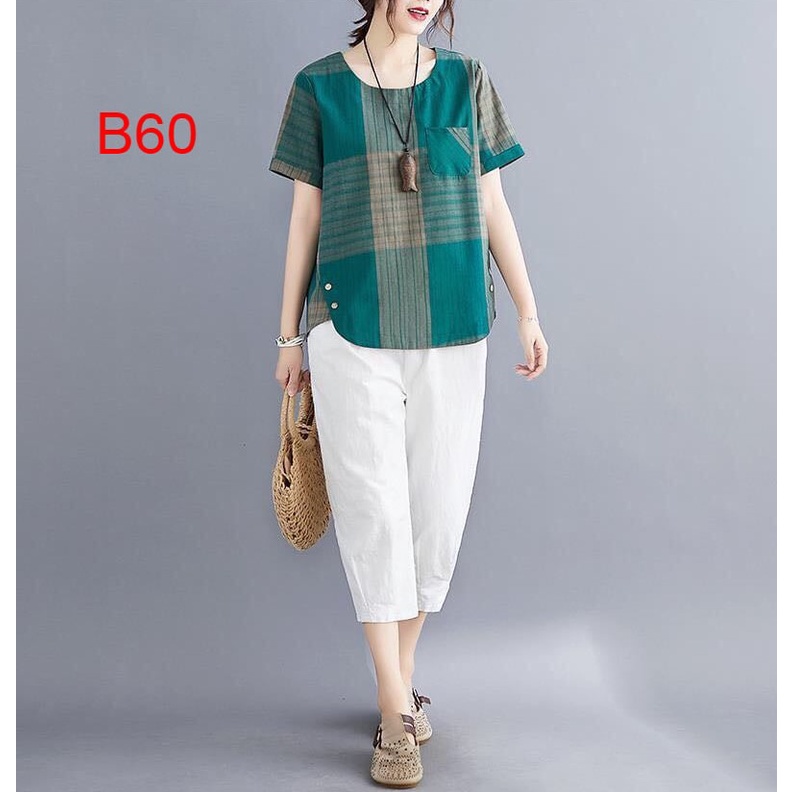 Bộ Đồ Nữ Form Xuông Quần Lửng Chất Đũi Mát Phong Cách Đơn Giản Thanh Lịch