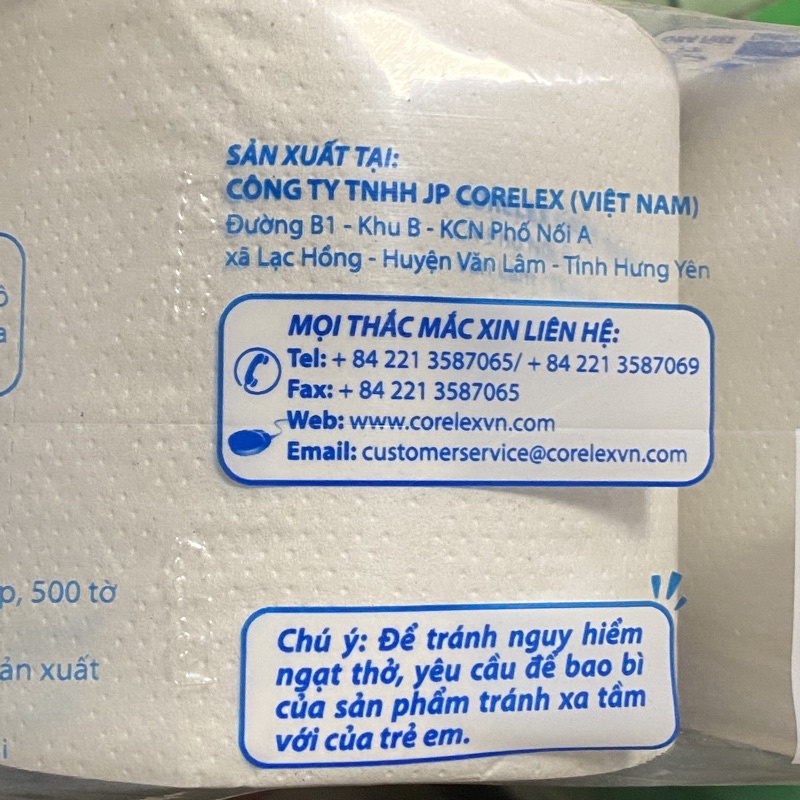 Giấy vệ sinh cuộn Corelex 2 lớp 12 cuộn/dây 2kg có lõi, không lõi cao cấp