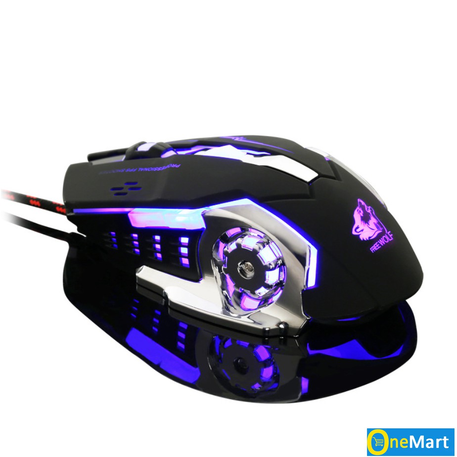 Chuột Game Có Dây FREE WOLF V5 LED 7 Màu-Độ Bền Cao