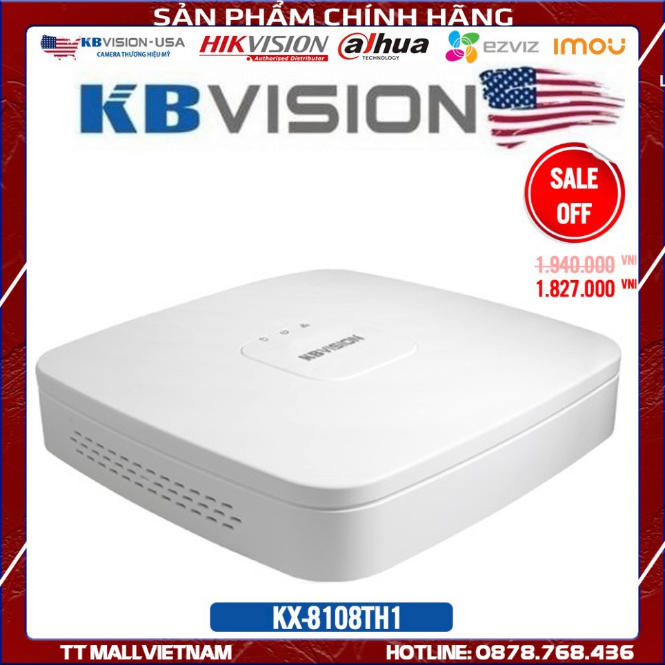 {Giá HỦY DIỆT} Đầu ghi hình 8 kênh 5 in 1 KBVISION KX-8108TH1 ( 8 kênh + 4 kênh IP ) - Bảo hành chính hãng 2 năm