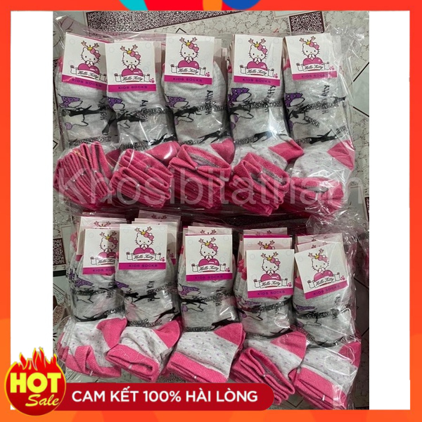 Combo 10 Đôi Tất Vớ Trẻ Em Cho Bé Gái Hình Kitty Nhiều Màu 1-12tuổi