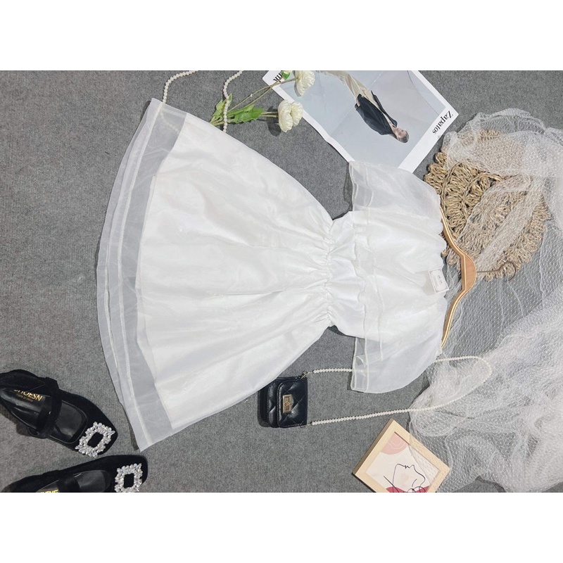 Váy trễ vai von kính hai lớp bèo TC12