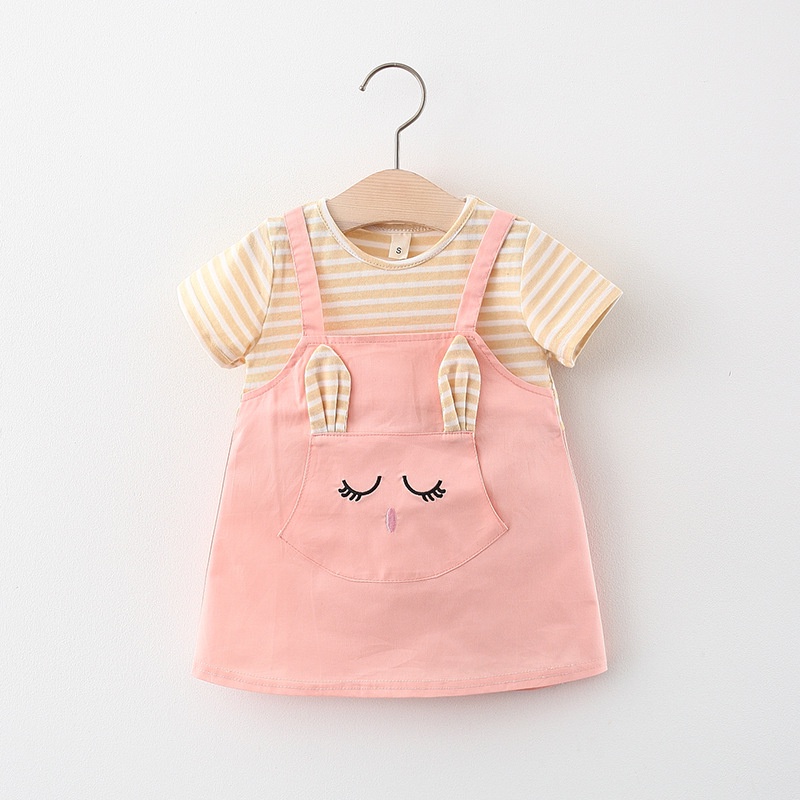 Đầm yếm bé gái kẻ sọc dễ thương, váy cho bé gái từ 8-14kg Easy Baby (SD-3462G)