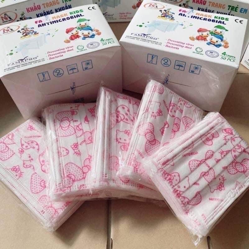 khẩu trang cho bé lớn,  khẩu trang 50c/hộp, khẩu trang hello kitty