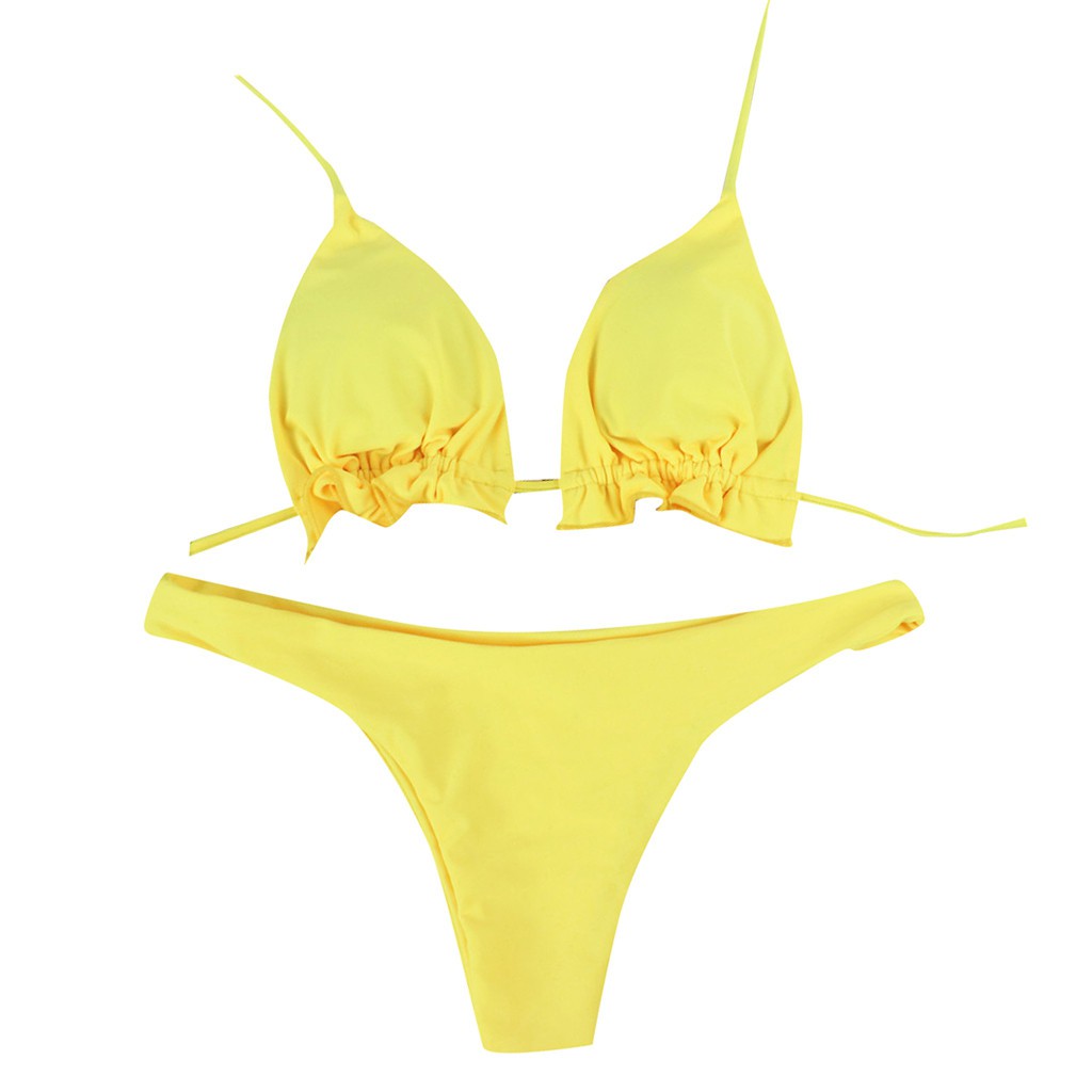 Bộ bikini 2 mảnh màu trơn phong cách Brazilian thời trang cho nữ | BigBuy360 - bigbuy360.vn