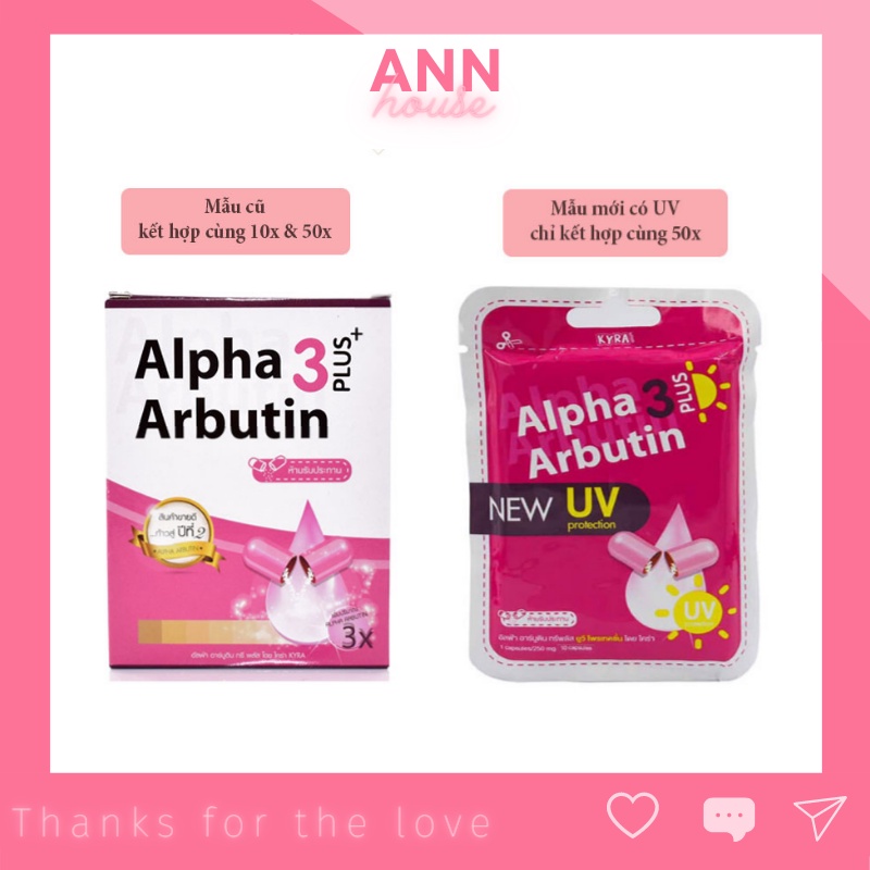 [CHÍNH HÃNG] Vỉ 10 Viên Kích Trắng Da Alpha Arbutin 3 Thái Lan