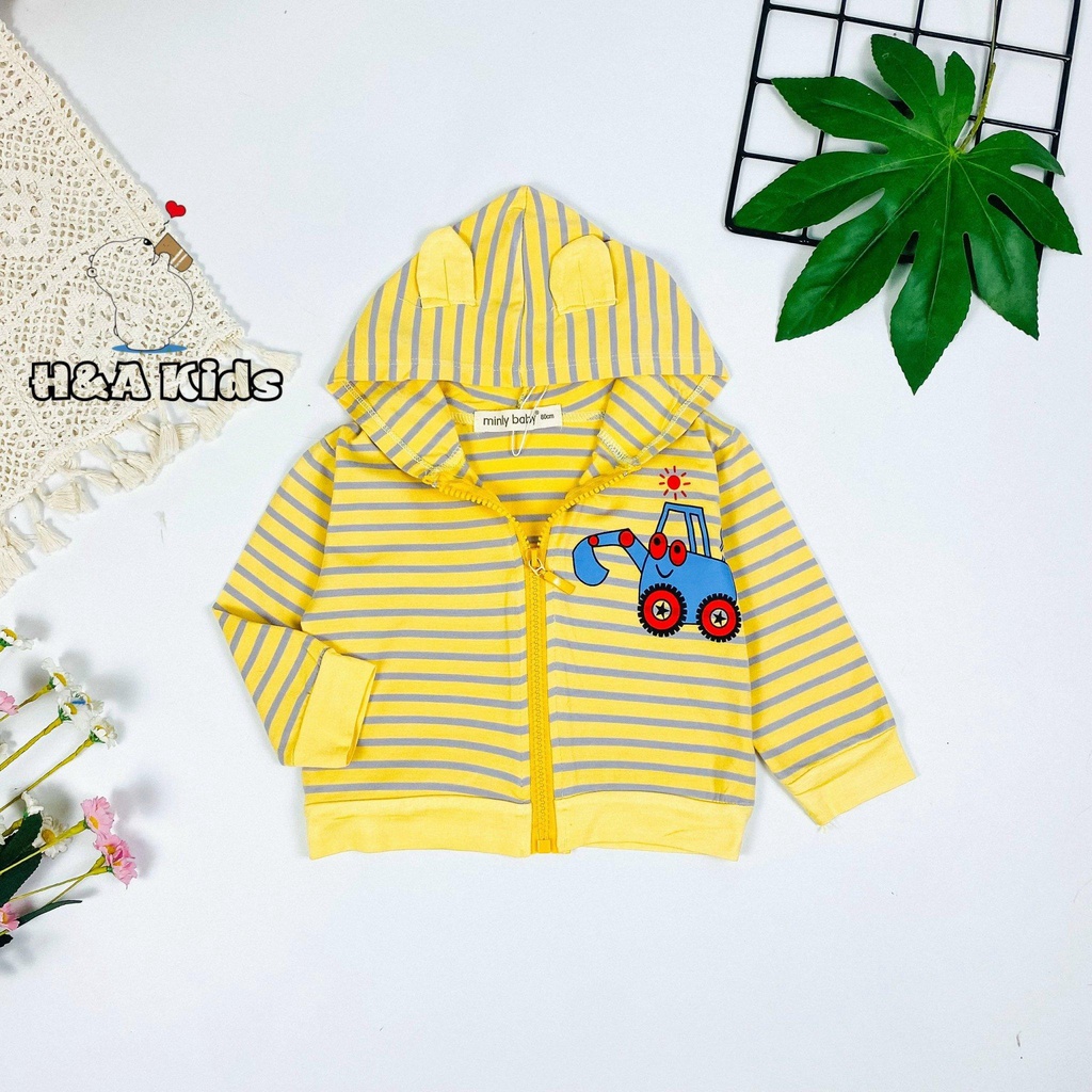 Áo Khoác chống nắng có mũ cho bé gái trai thun lạnh Kẻ Sọc
