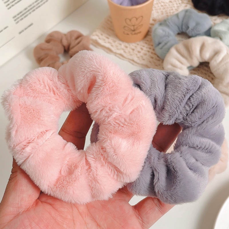 Dây Cột Tóc Cao Su Lông Nhung Thời Trang Thu Đông Hàn Quốc Mới Cho Nữ