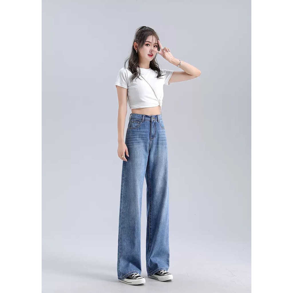 [ HỜN DỖI ] QUẦN JEAN ỐNG RỘNG NỮ XANH ĐẬM RÂU MÈO LAI CUỐN LƯNG CAO FORM DÀI RỘNG THỜI THƯỢNG, CÁ TÍNH, TRẺ TRUNG HOT
