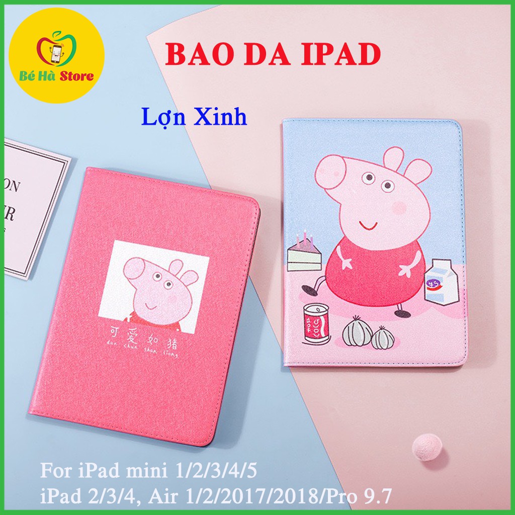 Bao Da iPad in hình Lợn - Bao da iPad Mini 1/2/3, iPad Mini 4/5, iPad 2/3/4, iPad Air 1/2, iPad 2017/2018 9.7 inch