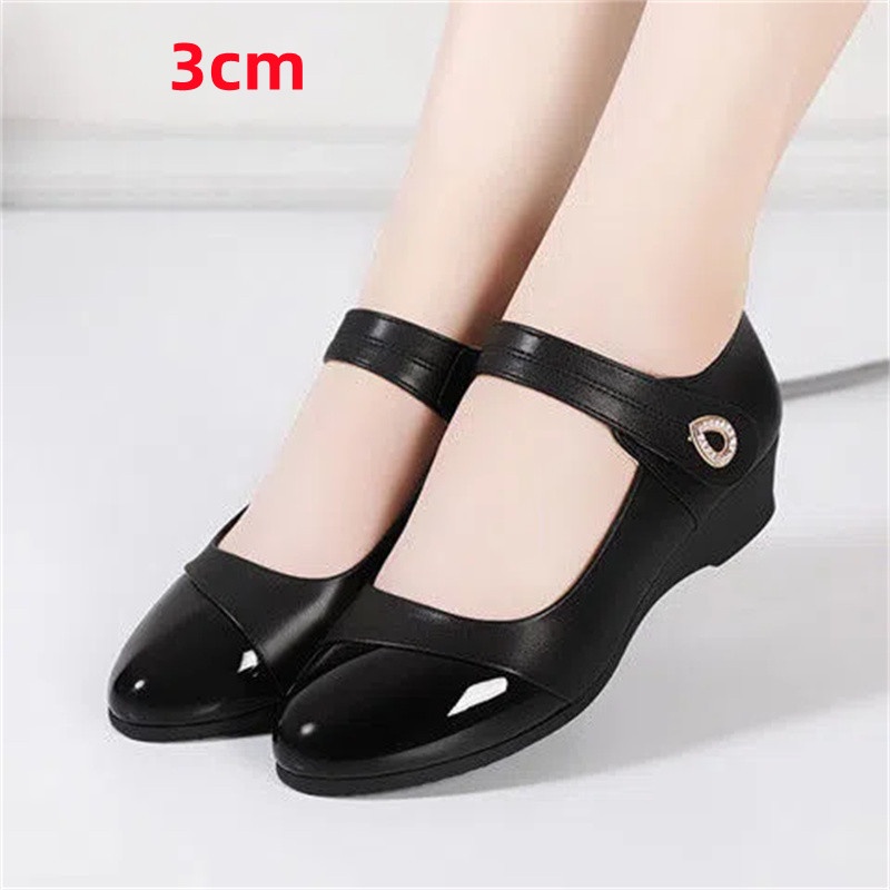 Giày Búp Bê Da Mềm Gót Thấp Mũi Tròn Thoải Mái Thời Trang Cho Phụ Nữ Trung Niên 775