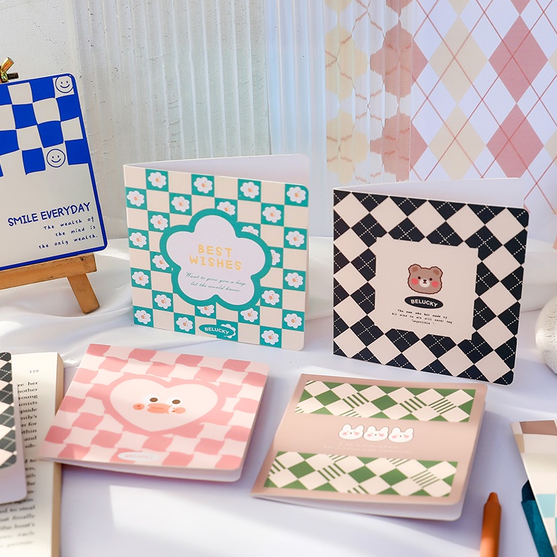 Set 6 Tấm Thiệp Chúc Mừng Ngày Lễ Kèm Nhãn Dán Dễ Thương