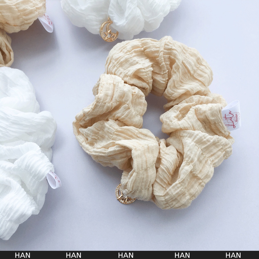 HAN - Dây chun buộc tóc Linen nhăn Scrunchies Handmade
