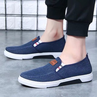 Giày lười nam, Giày mọi nam, Giày lười vải cao cấp phong cách thời trang dễ phối đồ mã MD6 xanh. Giá tận xưởng.