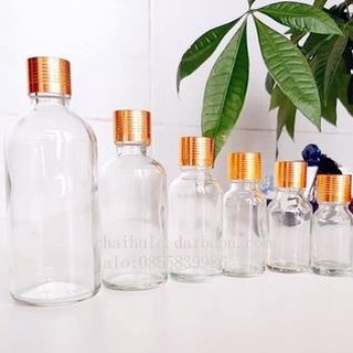 (Combo 100) chai đựng tinh dầu nhỏ giọt 10ml , 20ml  thủy tinh trong suốt - nắp đồng
