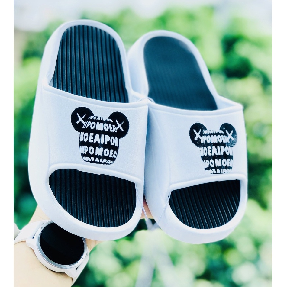 Dép gấu ❤️FREESHIP❤️ Dép quai ngang nam nữ đế độ 4cm, dép nam nữ quai ngang bánh mì độn đế ullzang họa tiết mặt gấu