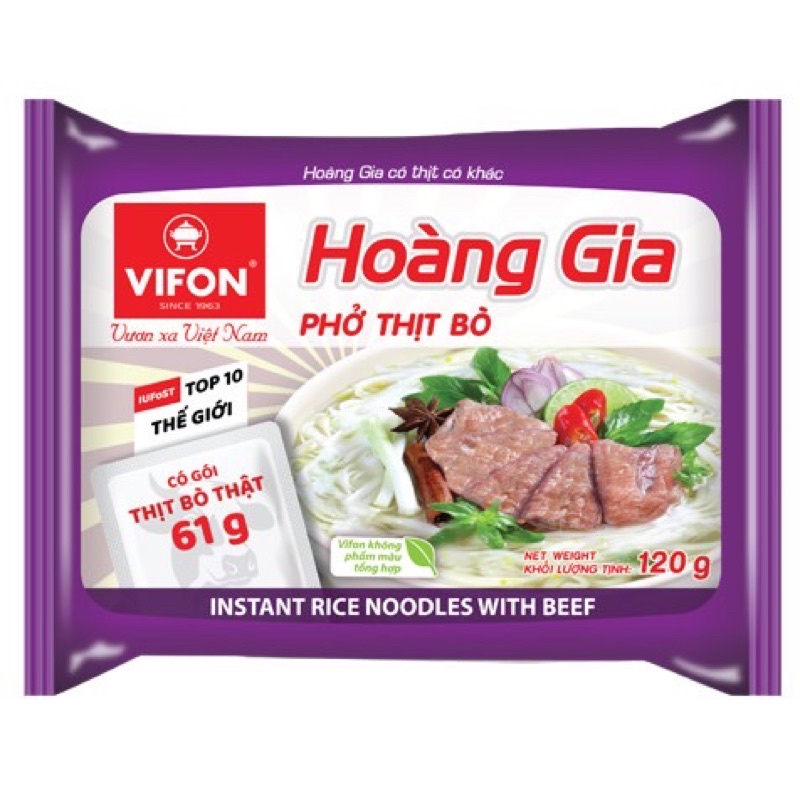 Phở Bò Hoàng Gia Vifon có gói Thịt thật - gói 120g