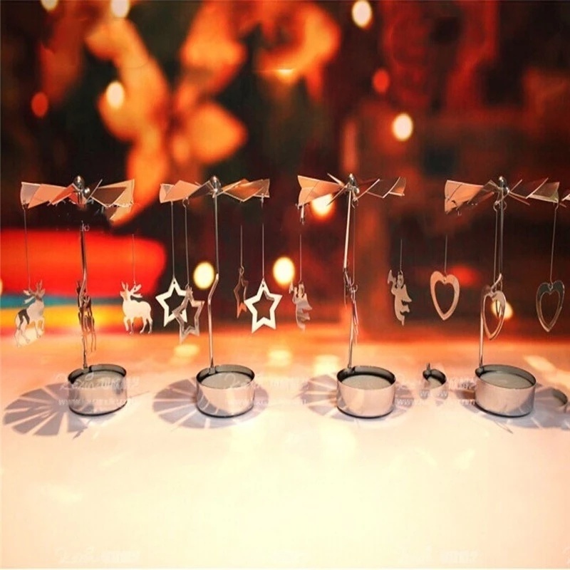 Giá đỡ đèn cầy bằng kim loại màu bạc phong cách retro lãng mạn tùy chọn kiểu dáng