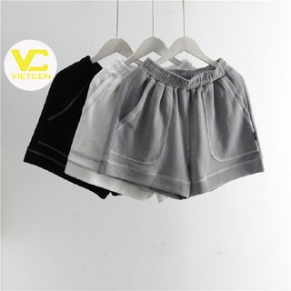 Quần short nữ mặc nhà chỉ nổi VIETCEN quần đùi nữ ngắn thể thao đi ngủ vải co dãn