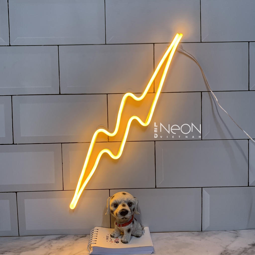 Đèn Neon | Tia Sét Nhỏ | KT 31x9cm | tặng Miếng Dán , tặng ADAPTER , tặng 1,5m Dây Điện Tàng Hình |