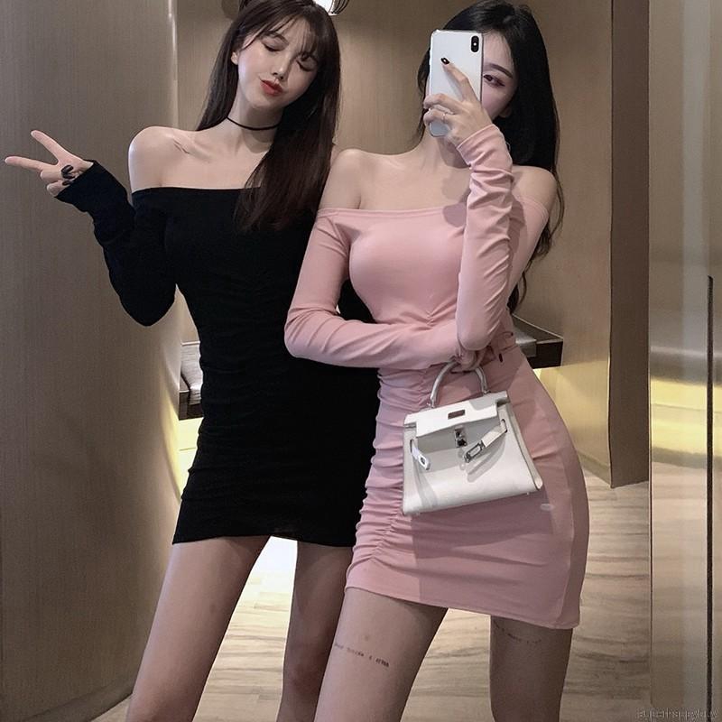 Đầm ôm tay dài thiết kế trễ vai quyến rũ cho nữ