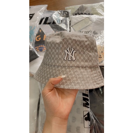 Nón MLB Bucket Xám Full Tag Logo Thêu Bền Đẹp