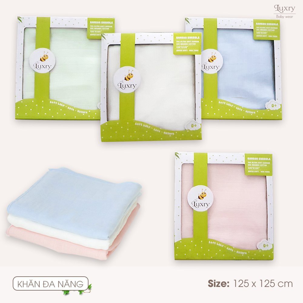 Khăn đa năng từ vải sợi tre cao cấp cho bé, mềm mịn kháng khuẩn - Luxry baby