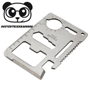 Tấm Thép Đa Năng Không Gỉ Mini 11 Công Dụng Treo Móc Khóa, Dụng Cụ Sinh Tồn Dao Đi Phượt Sửa Chữa Mở Vặn Ốc Vít Khui Nắp