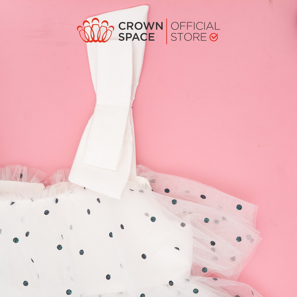 Váy Công Chúa Chính Hãng Crown Kids Trắng Tuyết Size 5-9 Loát Voan Cotton CKGS3810902.W