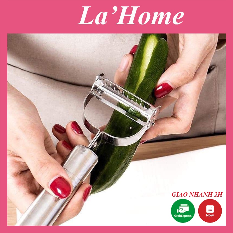 Nạo củ quả inox đa năng 2 in 1 La'Home chống han gỉ, dụng cụ nạo củ quả và bào sợi