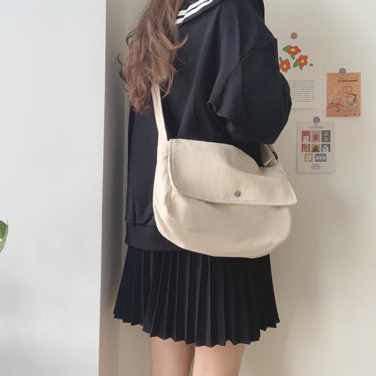 Túi tote giá rẻ vải canvas mềm đeo chéo đi hoc unisex phong cách ulzzang
