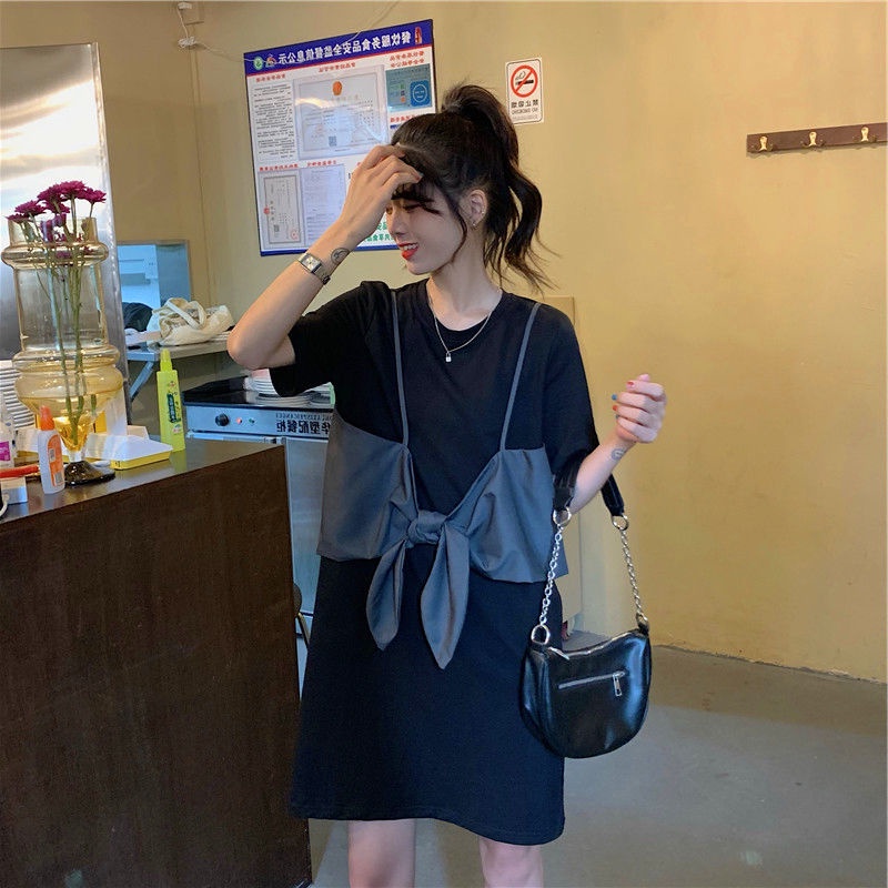 Đầm Thun Giả Hai Lớp Dáng Rộng Thời Trang Mùa Hè