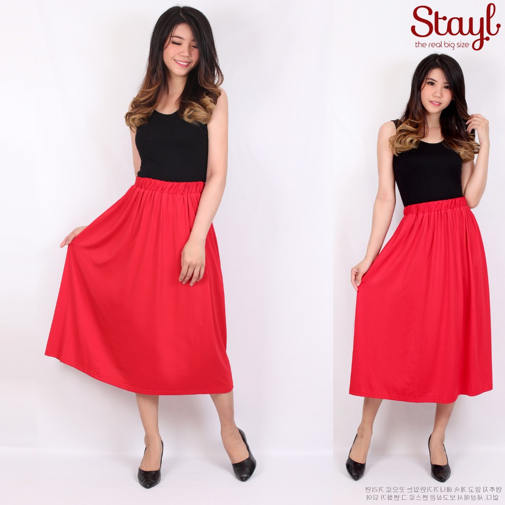 Chân Váy Midi Màu Đỏ Thoải Mái Phong Cách Hàn Quốc Cho Nữ 50-110 (size L)