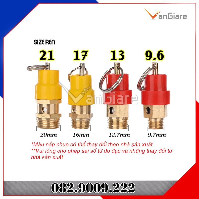 Van an toàn máy nén khí - van xả áp khí nén nắp nhựa ren 9.6 13 17 21