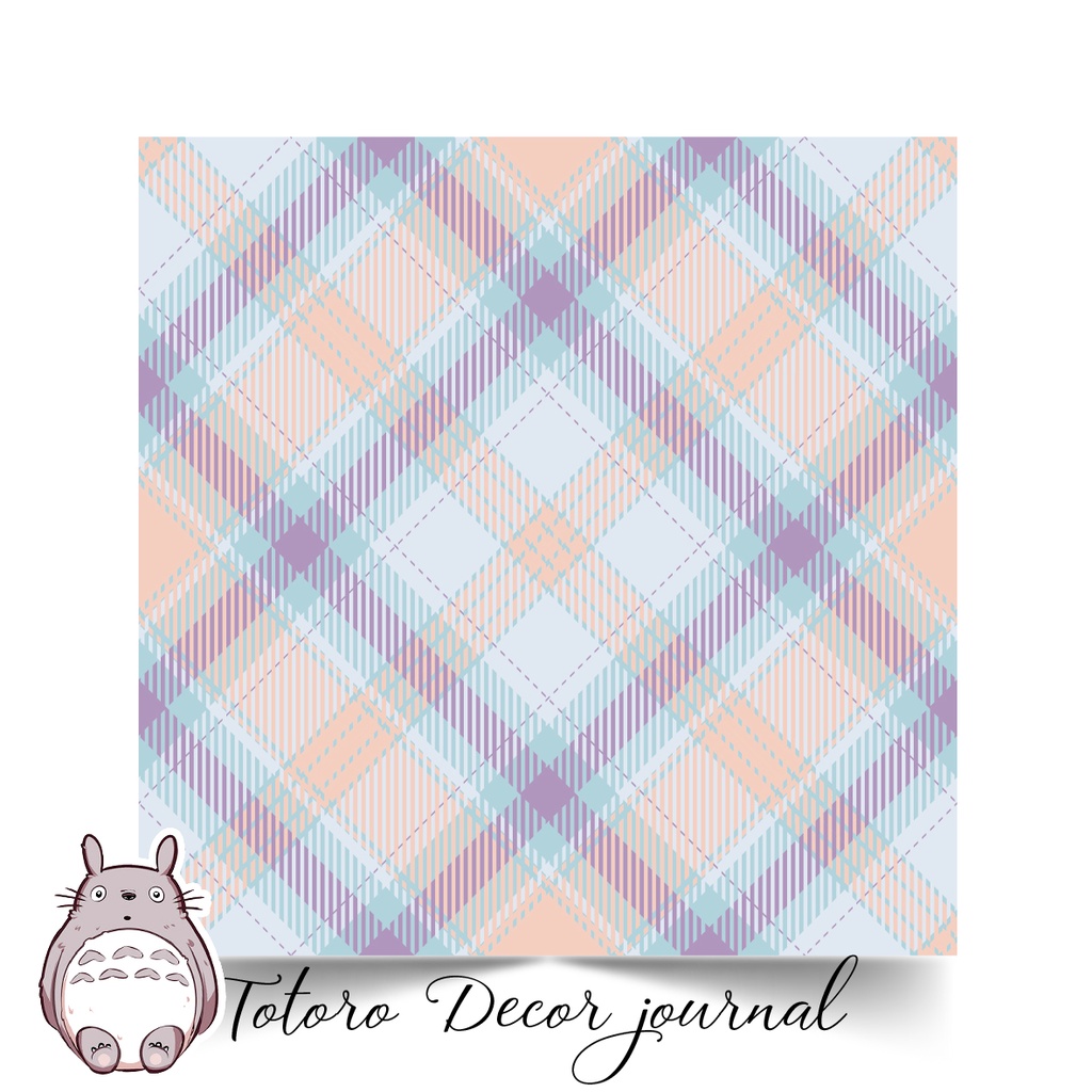 Sét 14 tờ gói hàng gói quà bọc vở họa tiết caro xanh tím