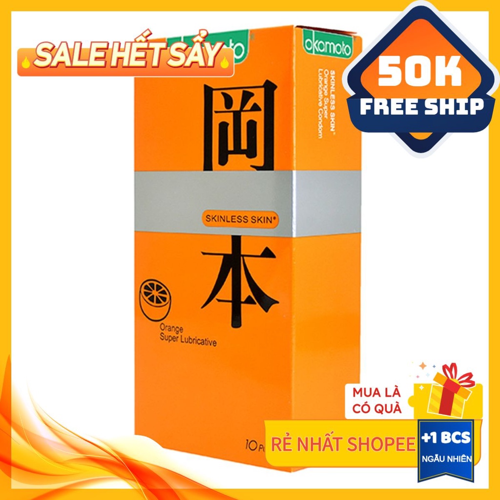 Bao cao suFreeshipOkamoto Orange Lubricated Hương Cam Hộp 10 Cái