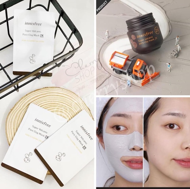 ( Gói sample - 3ml ) Mặt nạ đất sét Innisfree Super Volcanic Pore Clay Mask 2X | tro núi lửa | BigBuy360 - bigbuy360.vn