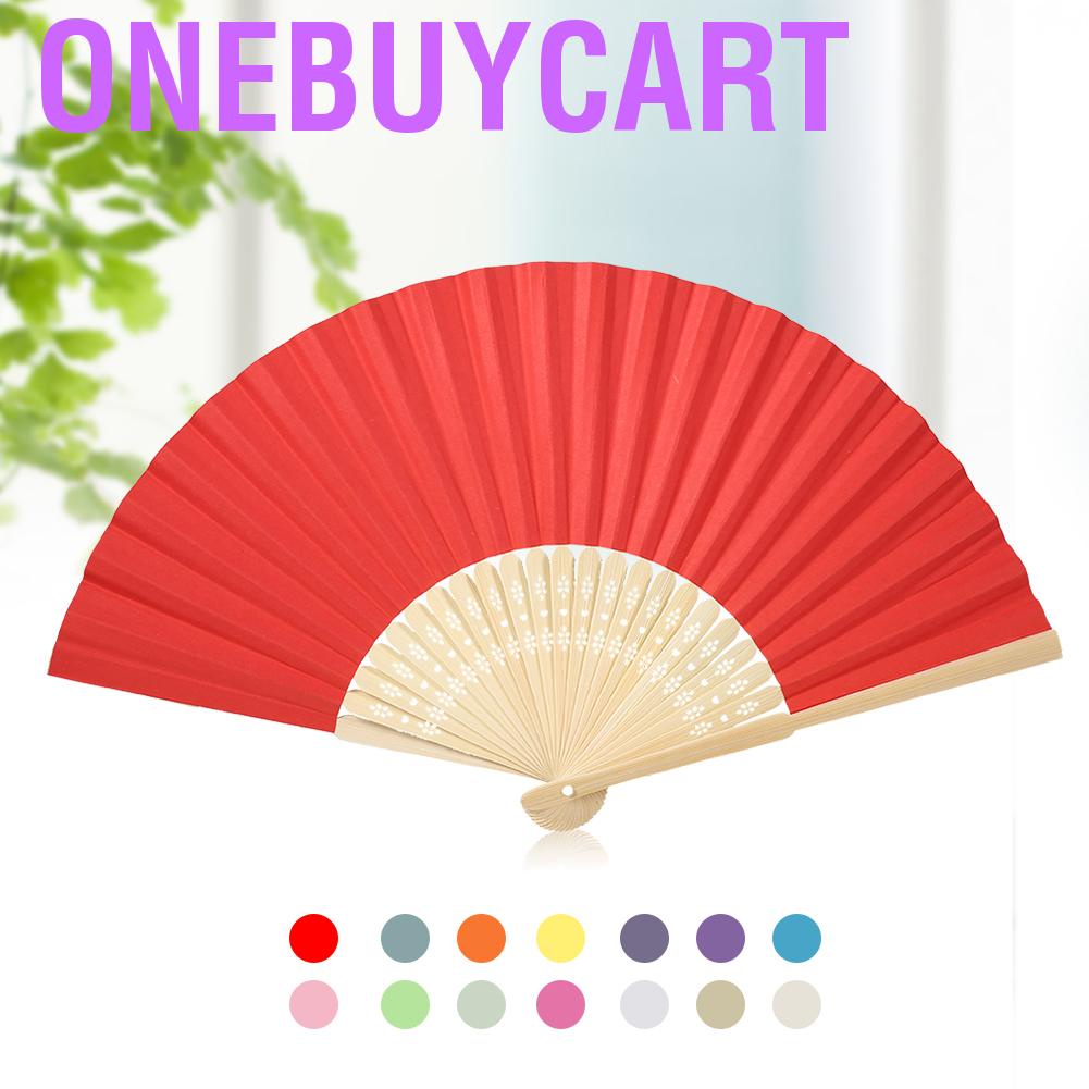 Quạt xếp cầm tay bằng giấy màu và nan tre tự nhiên xinh xắn