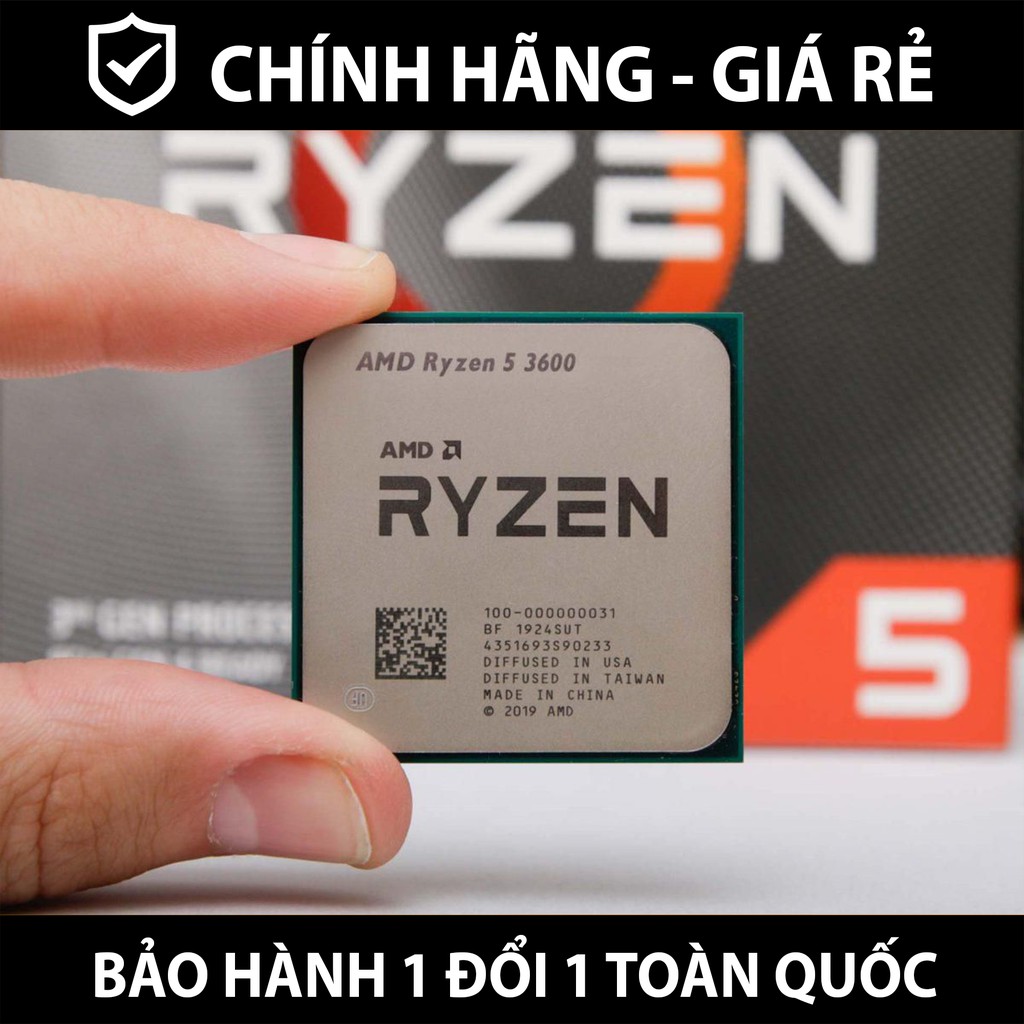 CPU AMD Ryzen 5 3600 (3.6GHz turbo up to 4.2GHz, 6 nhân 12 luồng, 35MB Cache, AMD AM4) - Chính hãng - Bảo hành 12 tháng