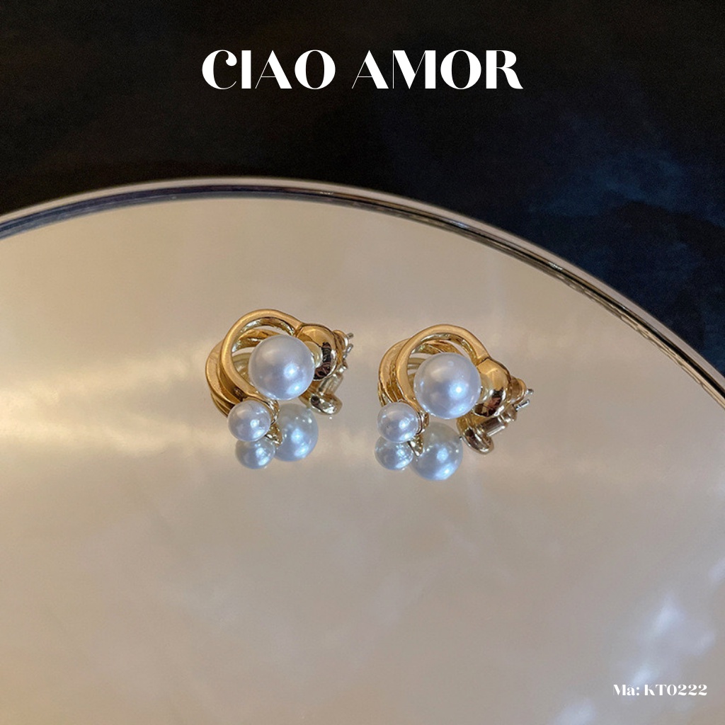 KT0222-Khuyên tai nữ, Hoa tai bạc 925 vòng sau đính ngọc trên Trang sức Ciao Amor