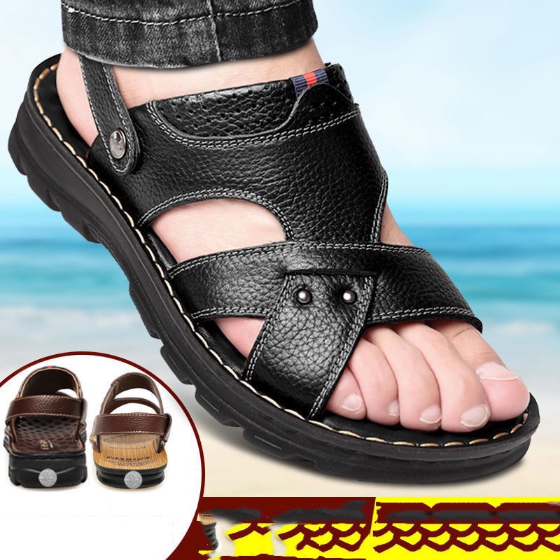 Sandal Quai Chéo Nam Da Bò Đế Khâu, Dép Quai Hậu Phong Cách Lịch Lãm Sang Xịn Bền Đẹp