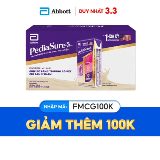 Thùng 48 Hộp Sữa nước Pediasure Vani 180ml/hộp